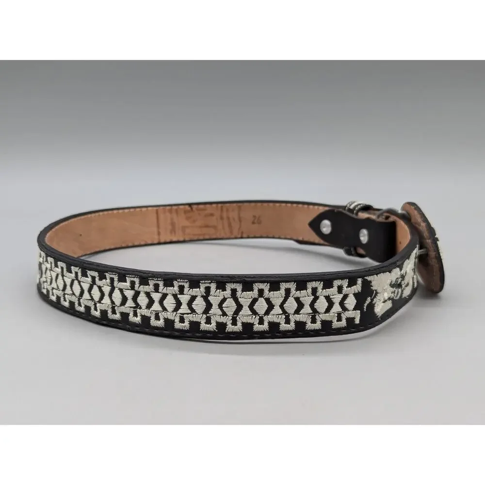 Authentic Youth Mexican Western Cinto Piteado Hand Braided Belt Black Size 26